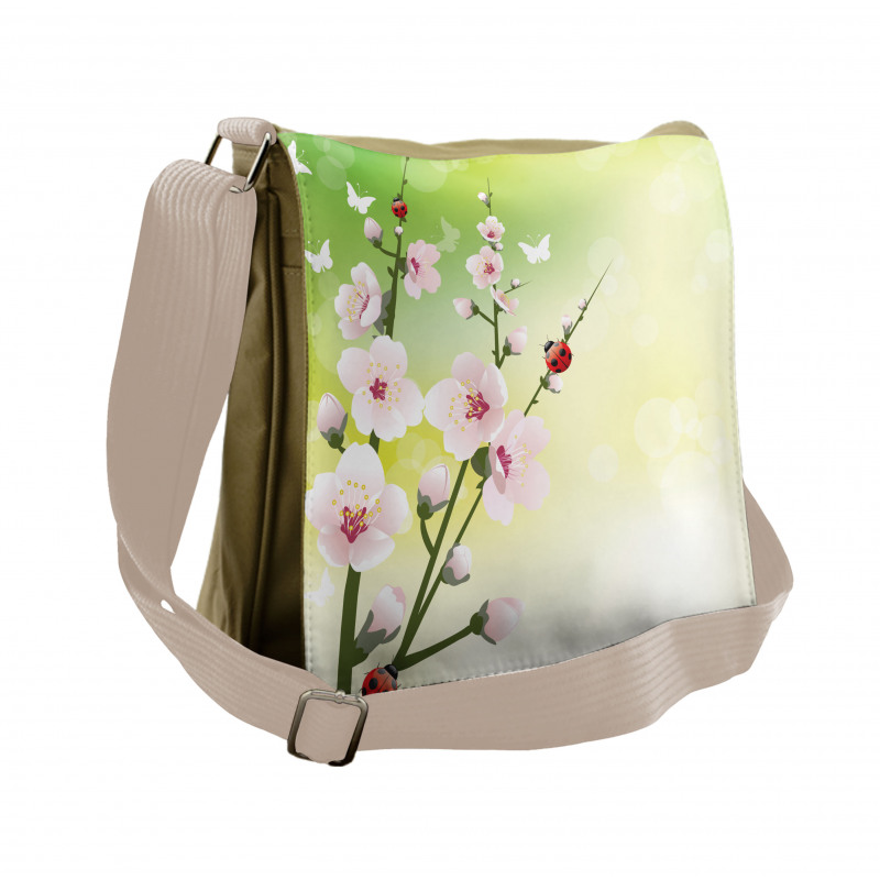 Blossoms Ladybugs Spring Messenger Bag