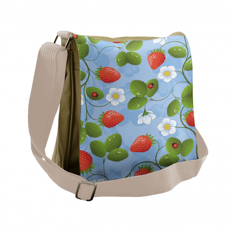 Strawberry Daisy Retro Messenger Bag