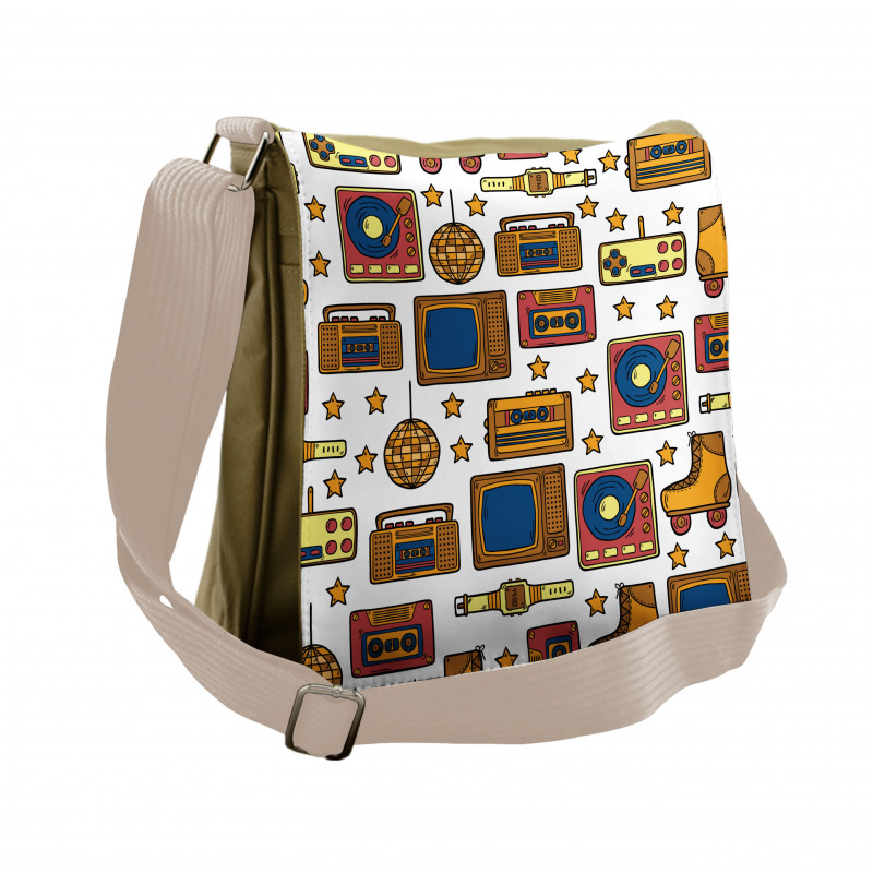 90s Theme Retro Messenger Bag