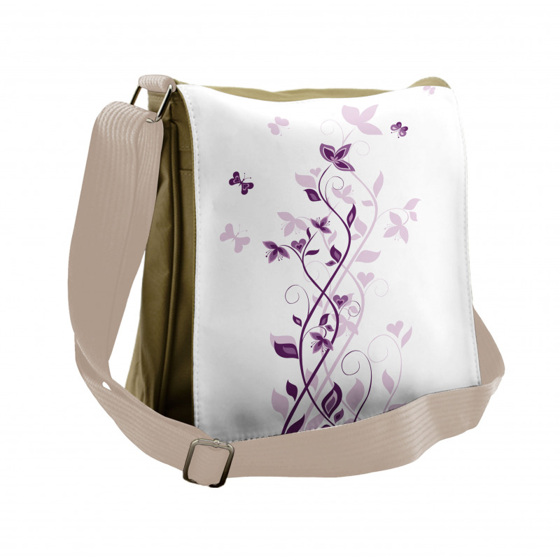 Violet Tree Blossoms Messenger Bag