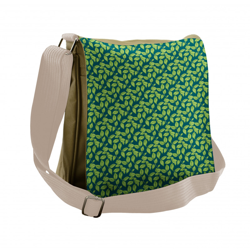 Jasmine Bush Leaves Art Messenger Bag