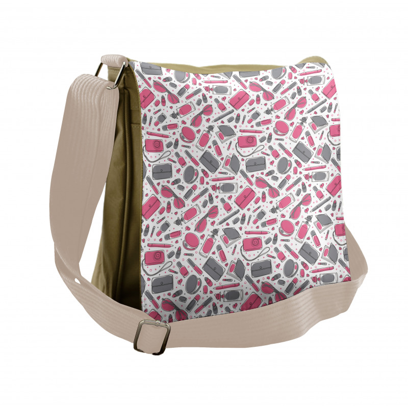 Lipstick Purse Powder Dots Messenger Bag