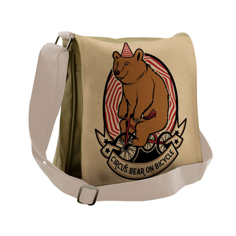 Circus Bear on Bicycle Art Messenger Bag