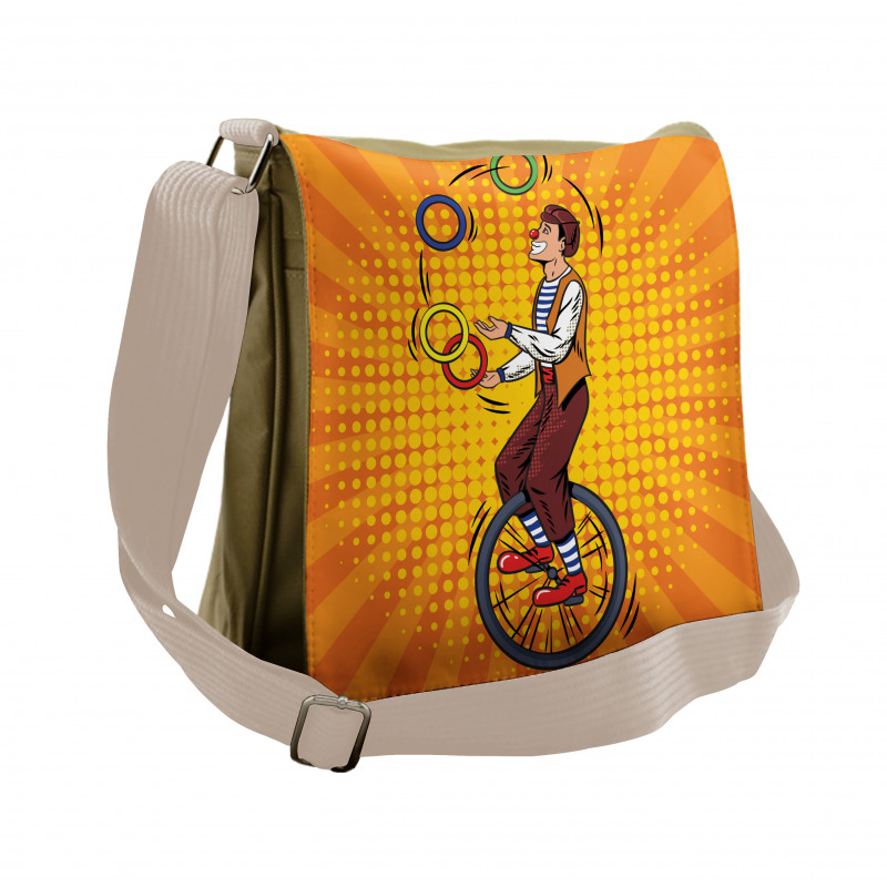 Disc Juggler Man on Unicycle Messenger Bag