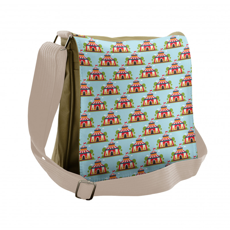 Cartoon Tent and Trees Fun Messenger Bag