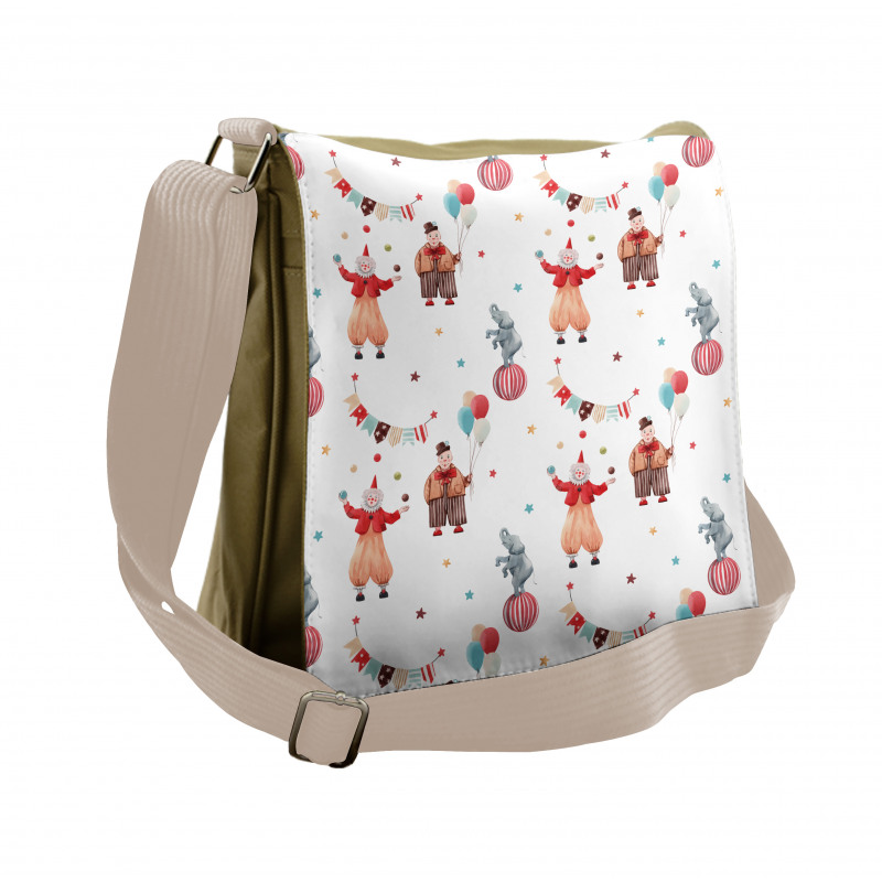 Watercolor Nursery Clowns Messenger Bag