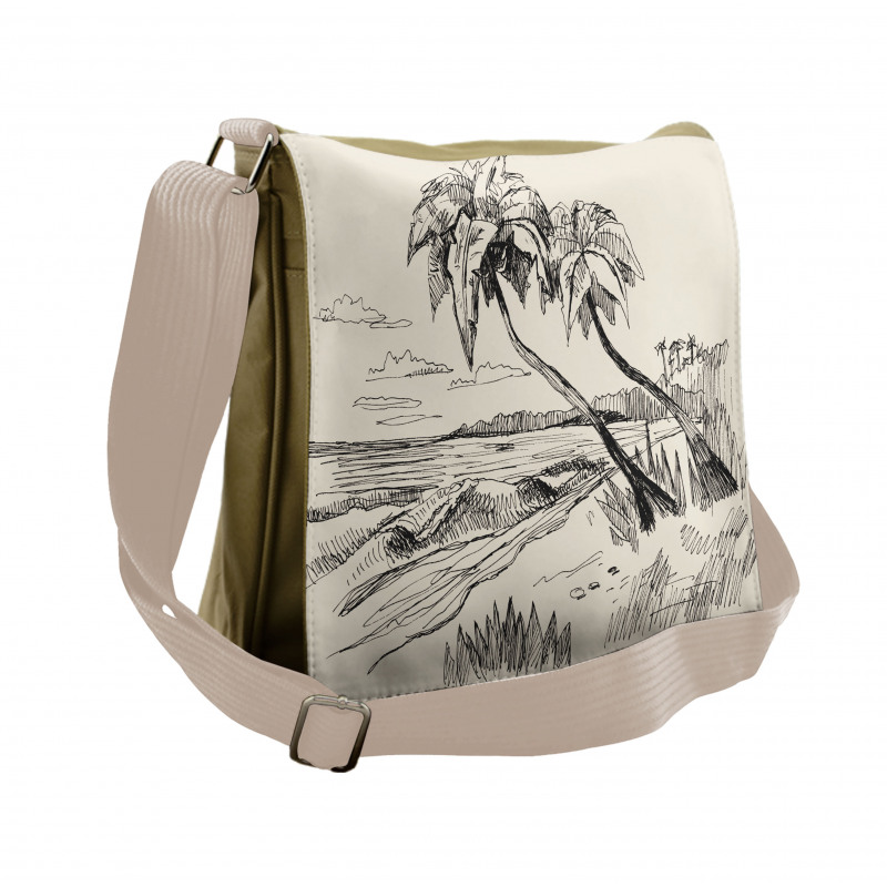 Tropical Beach Sketch Messenger Bag