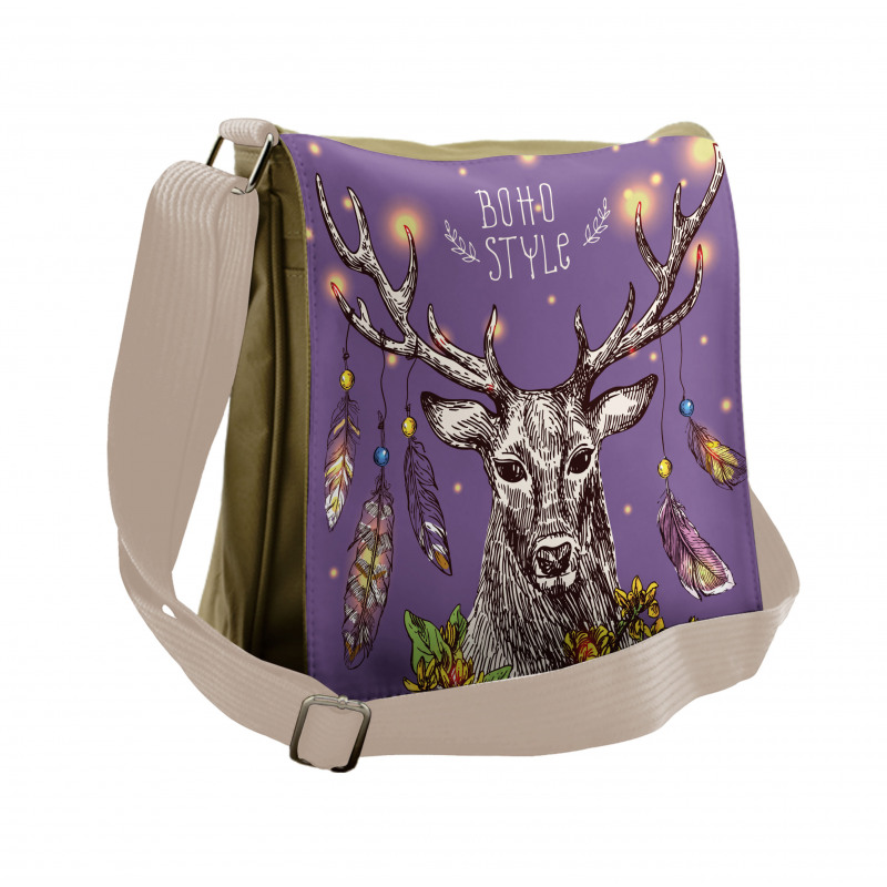 Wild Rein Deer Hand Drawn Messenger Bag