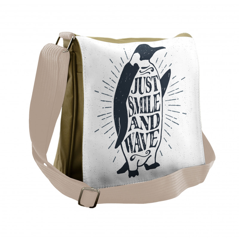 Penguin and Words Messenger Bag