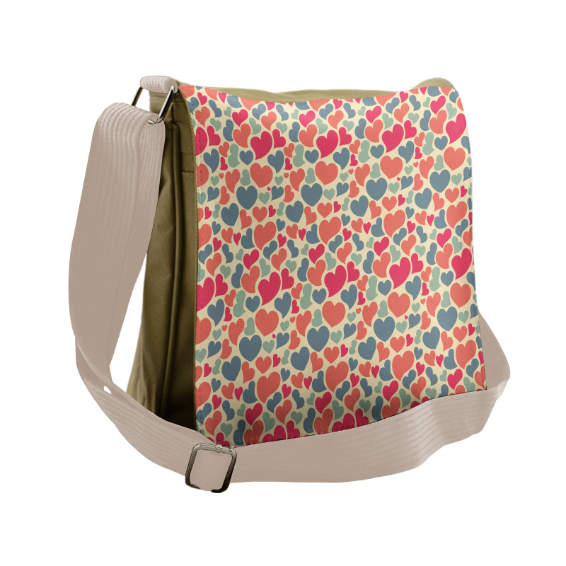 Colorful Hearts Motifs Art Messenger Bag