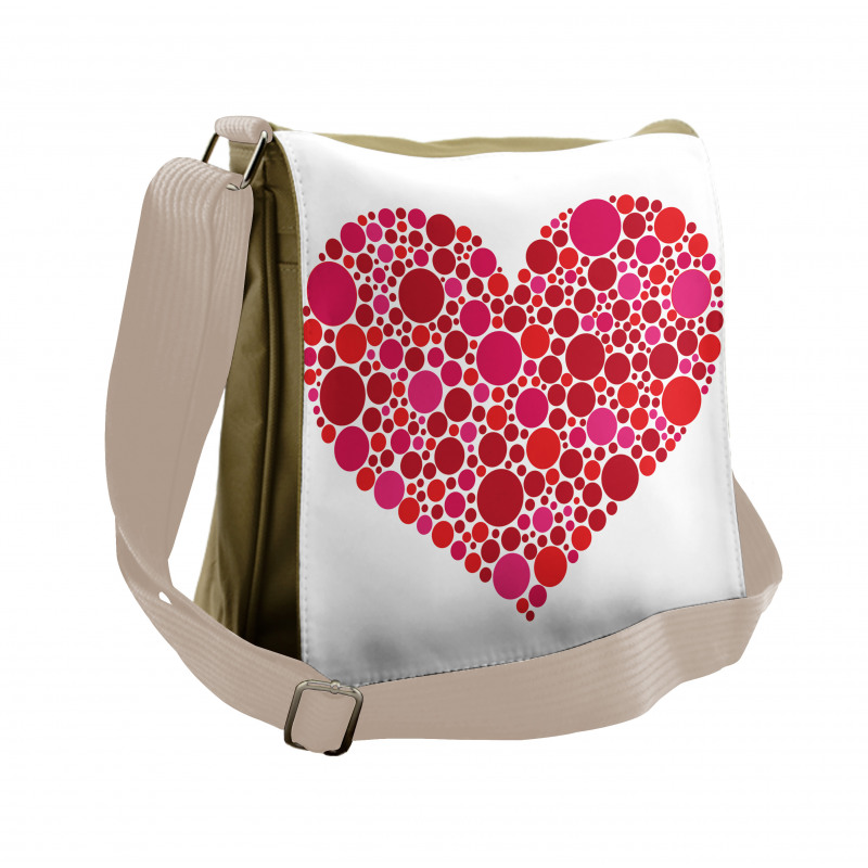 Dots Hearts Romantic Motif Messenger Bag