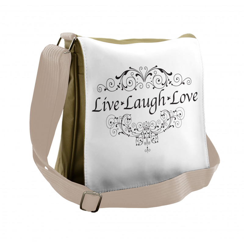 Live Laugh Love Curlicue Art Messenger Bag