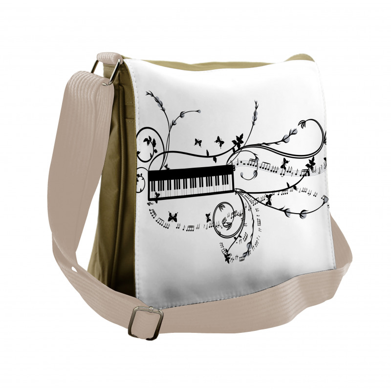 Keyboard Curlicue Motif Art Messenger Bag