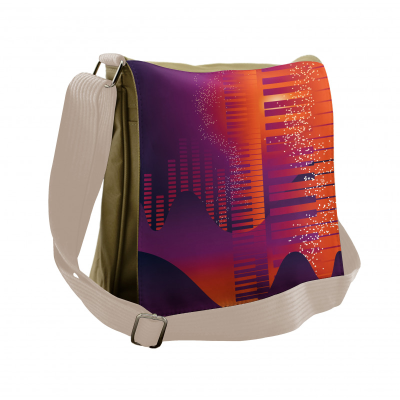 Abstract Volumes Bar Motif Messenger Bag