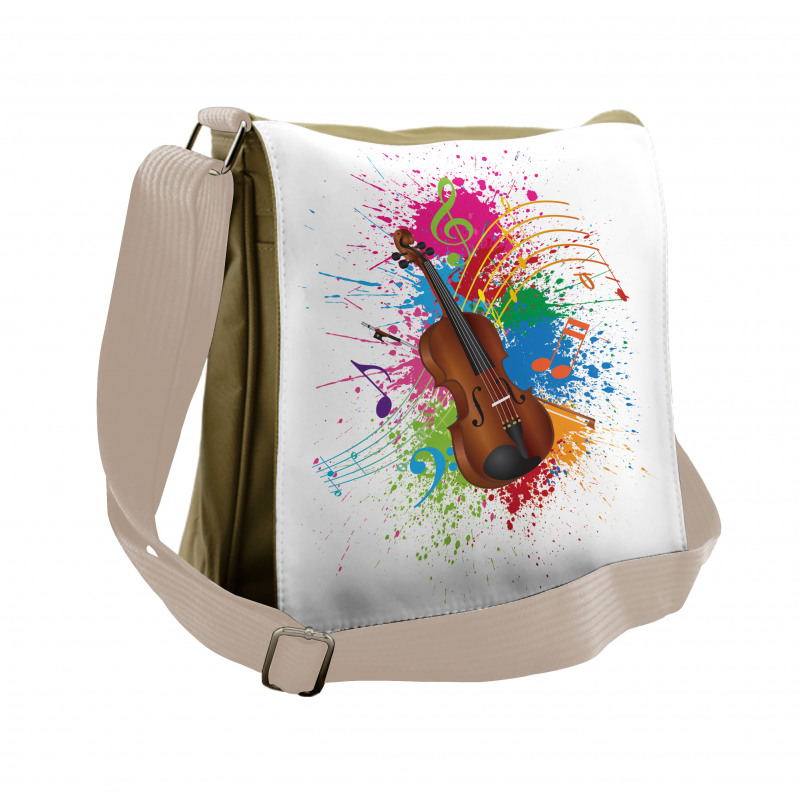 Color Splashes Violin Art Messenger Bag