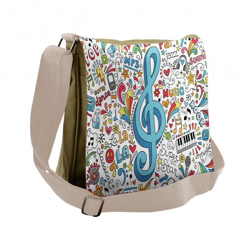 Big Clef with Doodles Around Messenger Bag