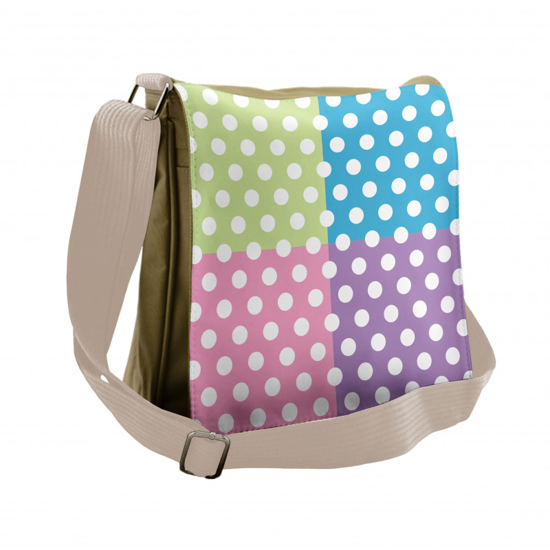 Polka Dots Patchwork Messenger Bag