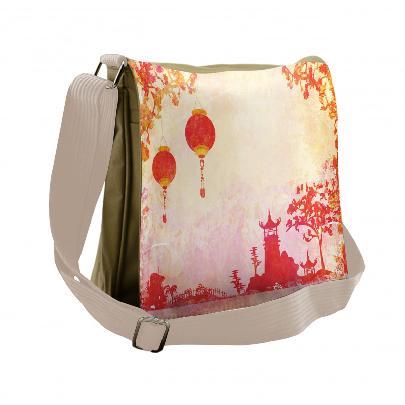 Chinese Lanterns Building Messenger Bag