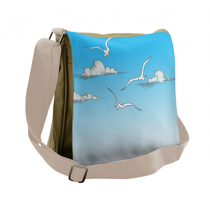 Seagulls Flying Ombre Sky Messenger Bag