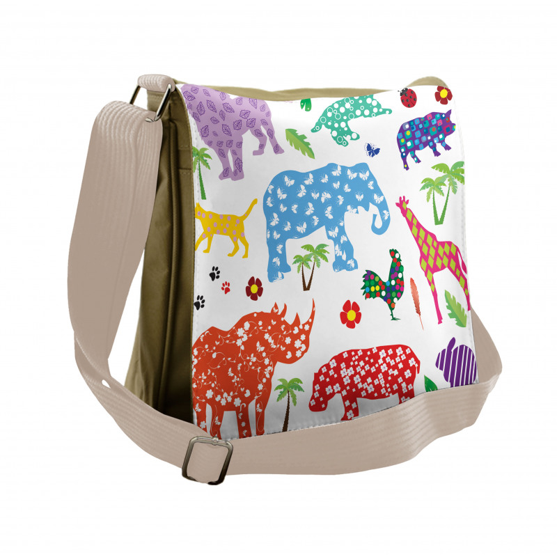 Wild Animals Floral Messenger Bag