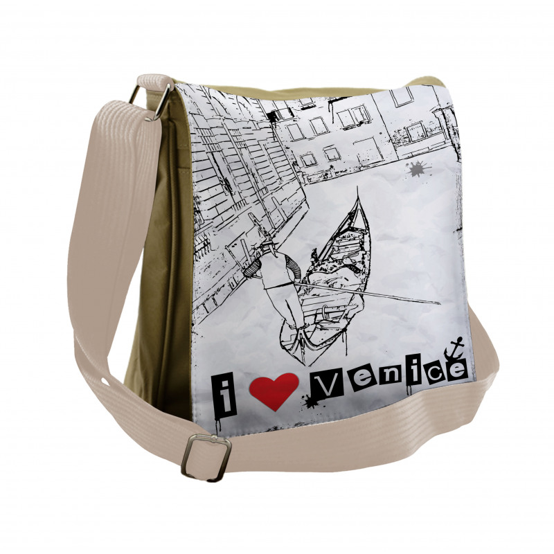 Venetian Canal Art Love Messenger Bag