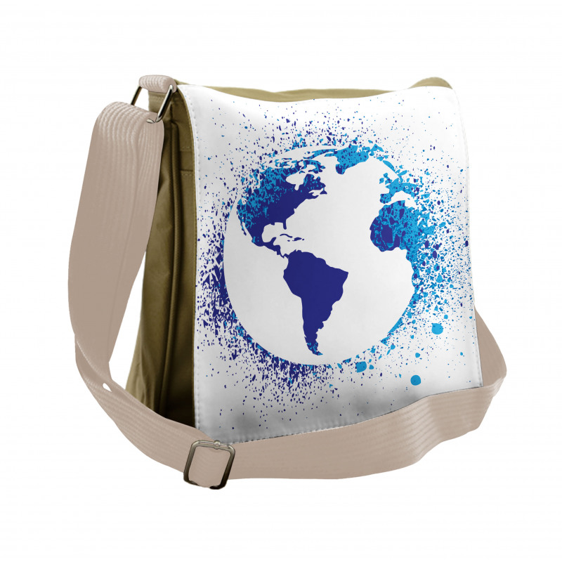 Globe Ink Effect Map Messenger Bag