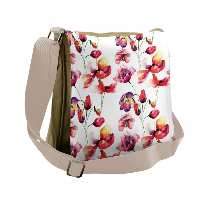 Blooming Tulip Poppy Messenger Bag