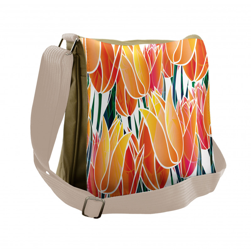 Floral Tulip Garden Messenger Bag