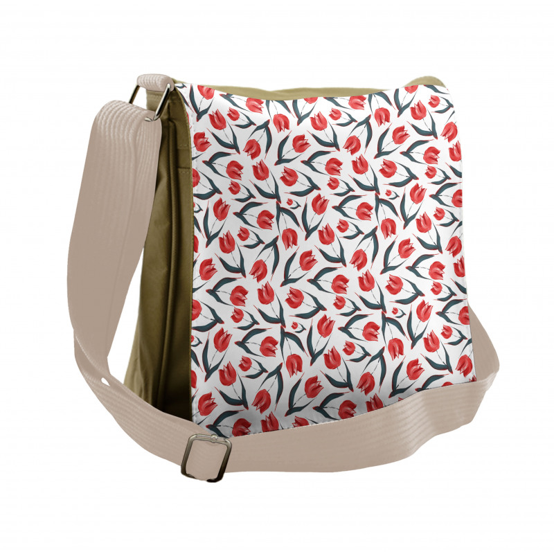 Vintage Inspired Tulips Messenger Bag