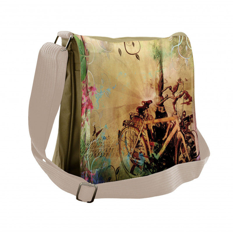 Bikes in Street Floral Messenger Bag