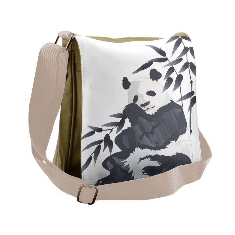 Panda in Zoo Chinese Messenger Bag