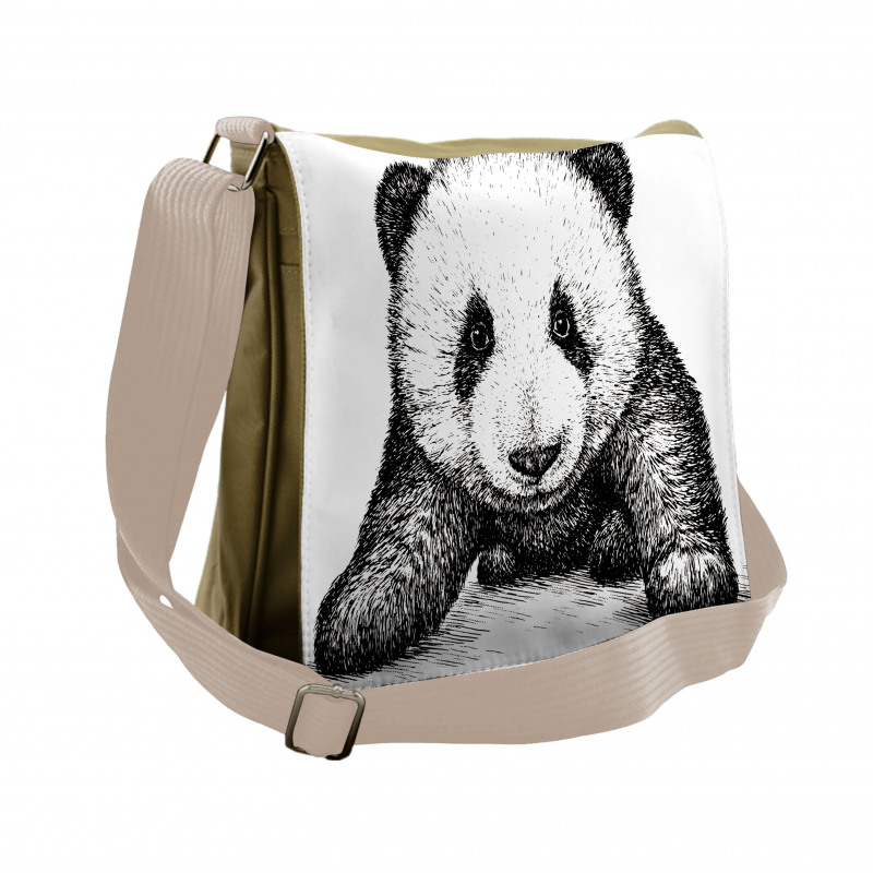 Baby Panda Bear Sketch Messenger Bag