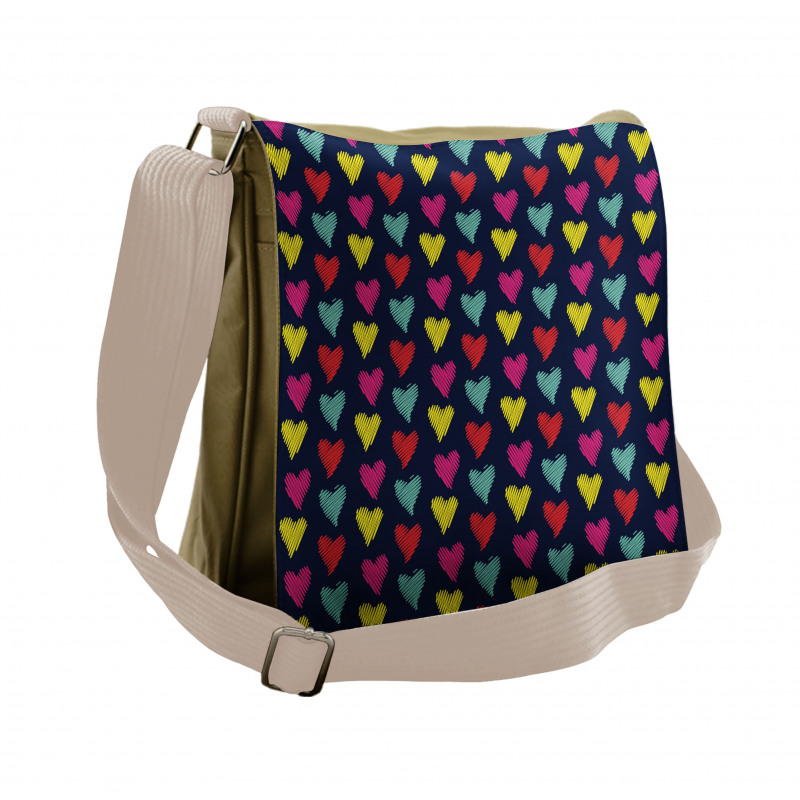 Hearts Love Happy Messenger Bag
