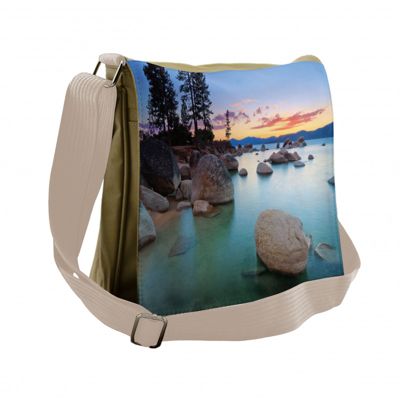 Romantic Lake Sunset Messenger Bag