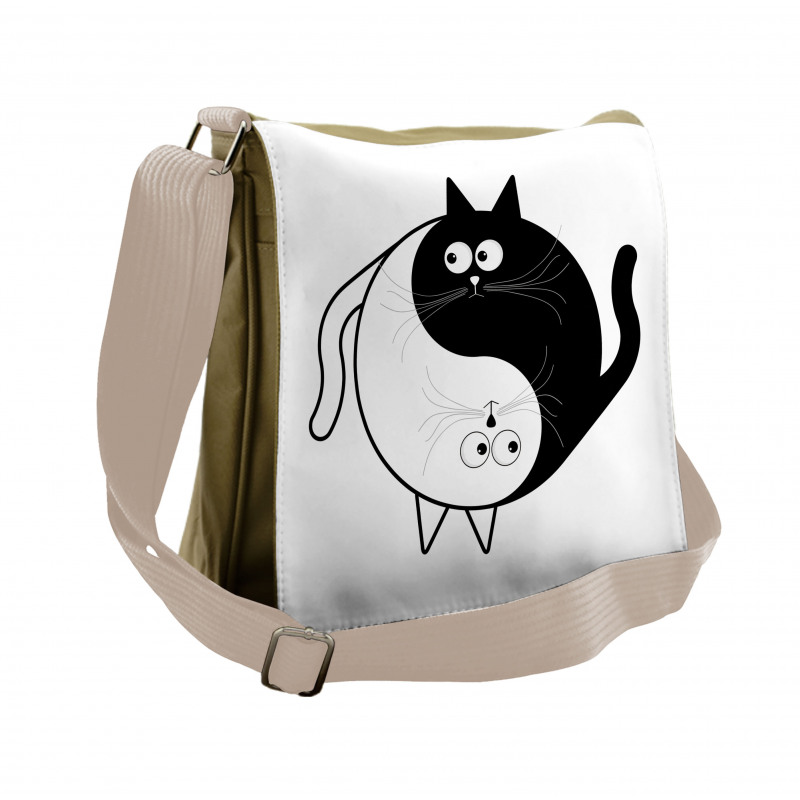 Ying Yang Black White Art Messenger Bag