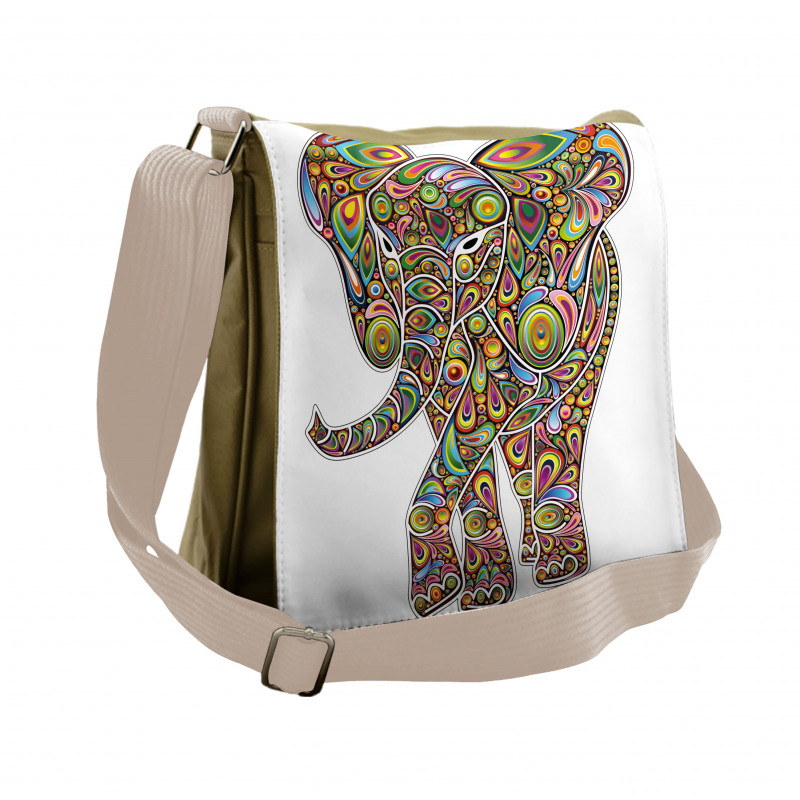 Boho Elephant Art Messenger Bag