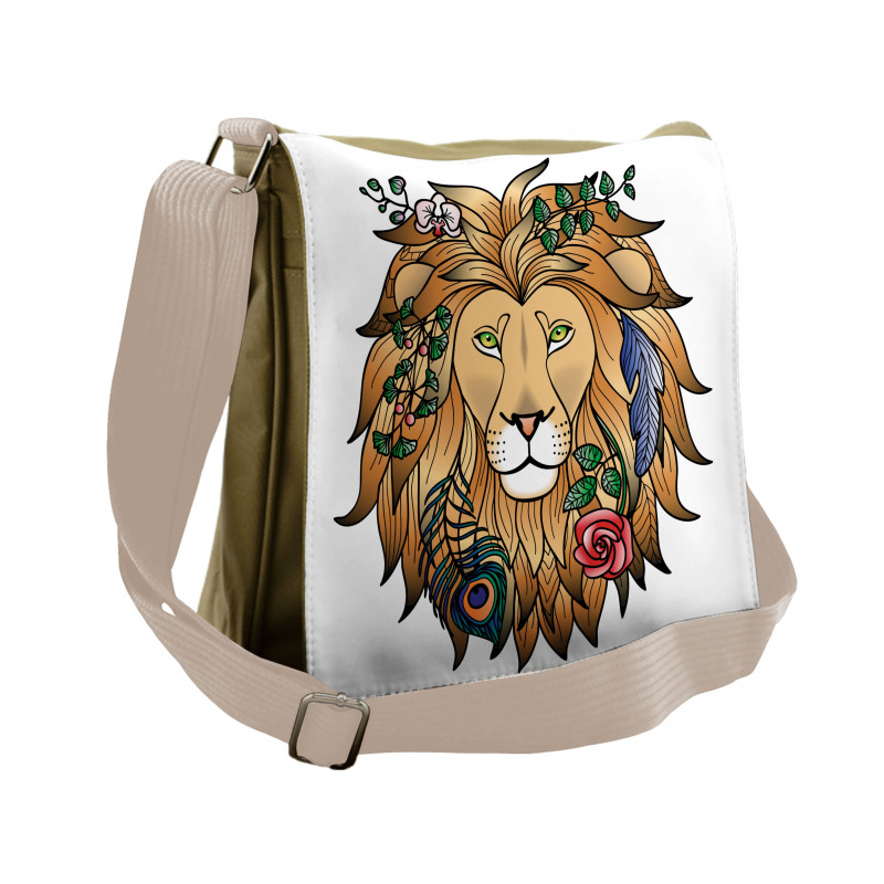 Lion with Flower Messenger Bag