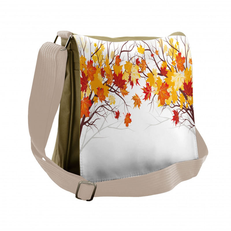 Cartoon Maple Autumn Tree Messenger Bag