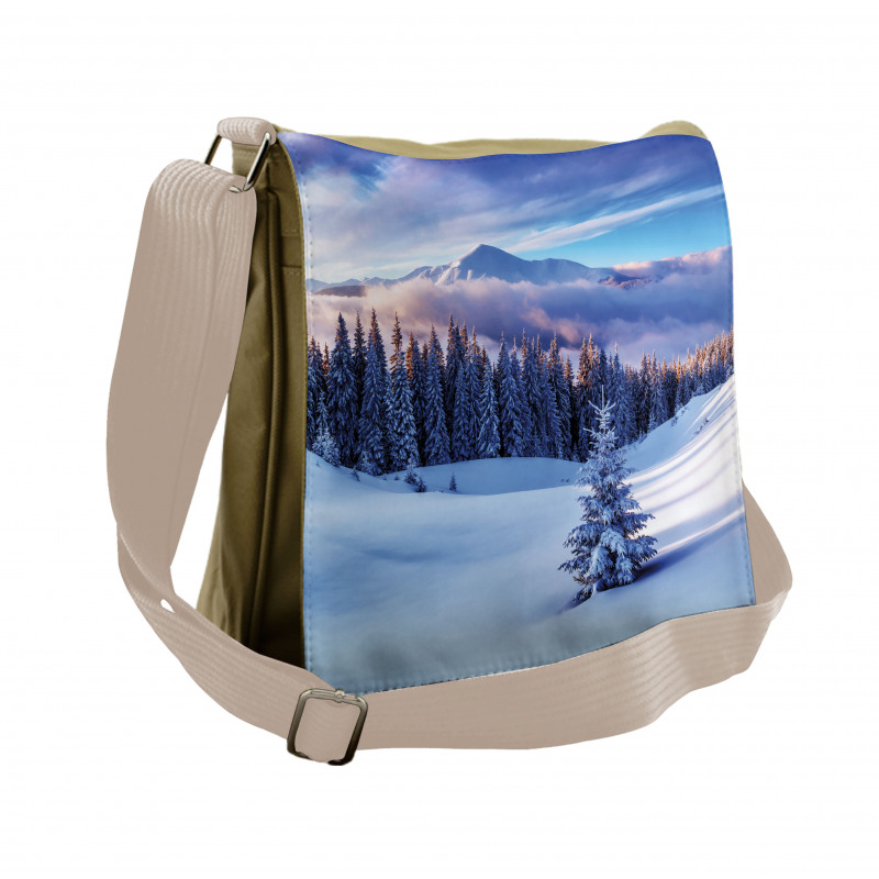Mountain Peaks Snowy Messenger Bag