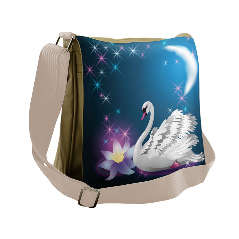 Magic Lily White Swan Messenger Bag