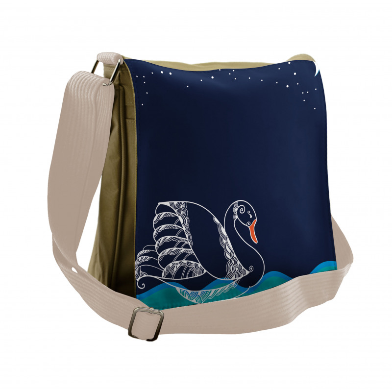 Floating Swan Waves Messenger Bag