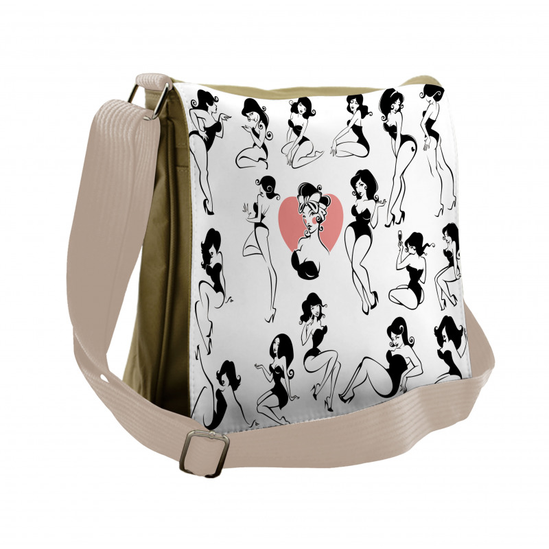 Woman Heart Tattoo Model Messenger Bag