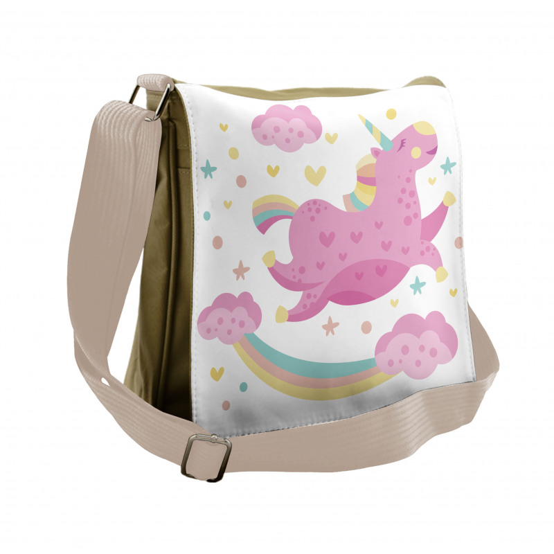 Unicorn with Star Rainbow Messenger Bag