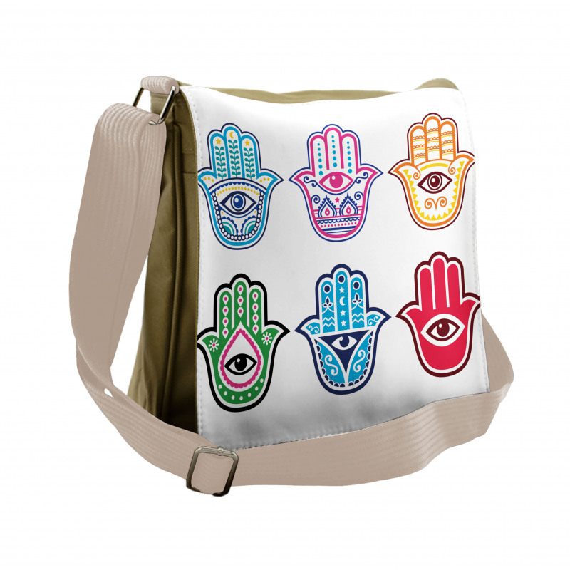 Colorful Hand Third Eye Messenger Bag