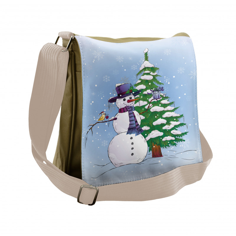 Snowman and Tree Messenger Bag