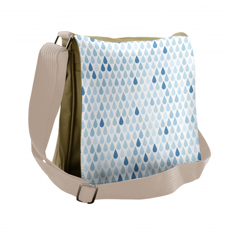 Raindrops White Navy Messenger Bag