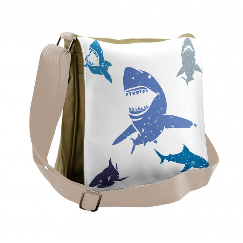 Grunge Sharks Wildlife Messenger Bag