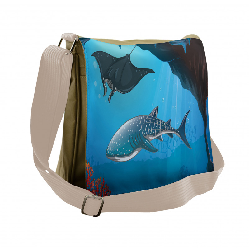 Swimming Shark Ocean Messenger Bag