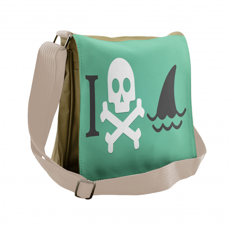 Skull Shark Marine Words Messenger Bag