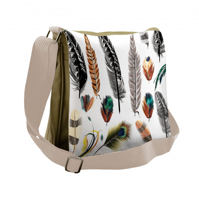 Bird Feather Retro Vibrant Messenger Bag